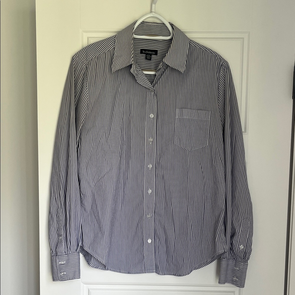 Navy & White Pinstripe Button-Down Shirt